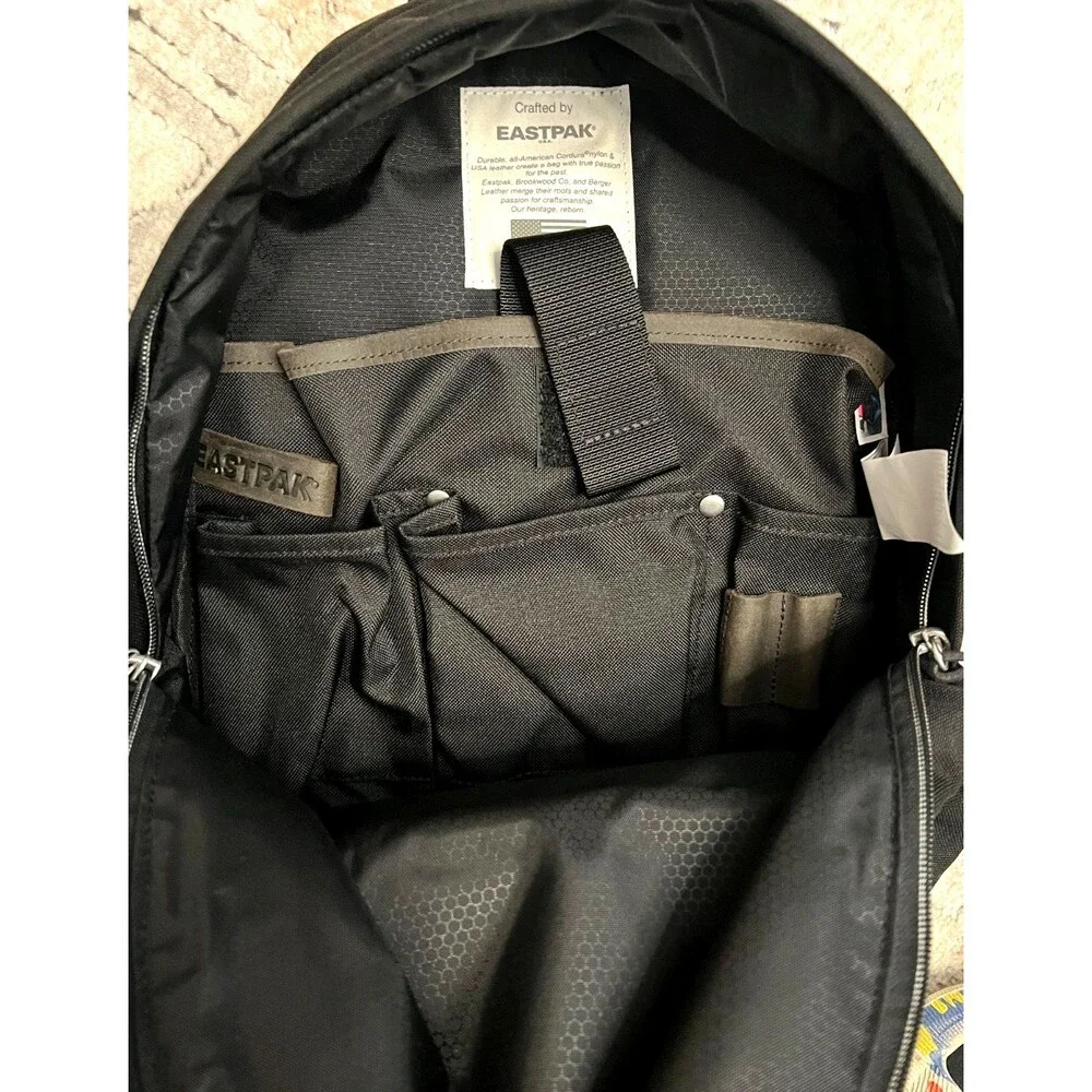 NWT Eastpak Backpack RAVEN AXER Black Cordura Canvas & Leather 24L Padded Pak'r